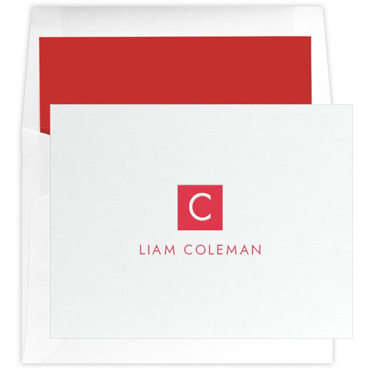 Square Initial Folded Note Cards - Letterpress